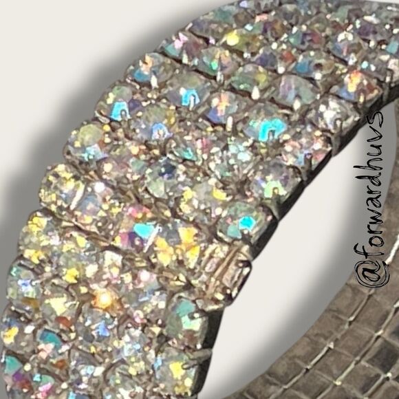 Bundle Sale 3 for $15 | Vintage Metal Slat AB Aurora Borealis Bracelet - Picture 7 of 8